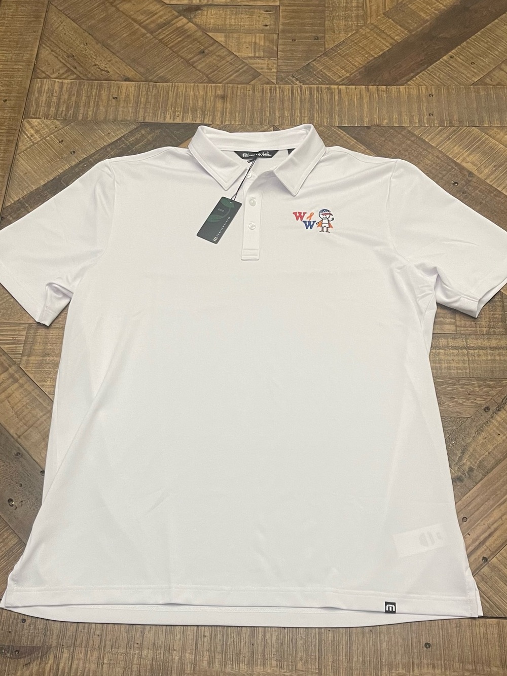TravisMathew Men's Golf Polo White Short Sleeve Custom Logo